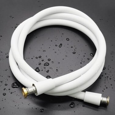 COMNANO 59 Inches Silicone Shower Hose Replacement AntiKink Designed Handheld Shower Head Hose UltraSoft Hoses Extension with Brass Insert Nut White