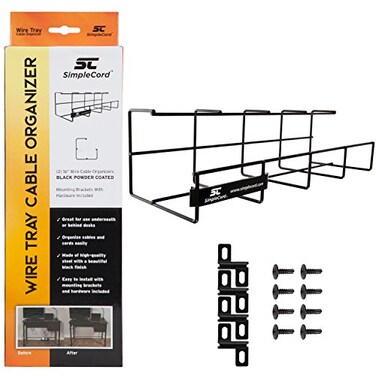 SimpleCord Simple Cord Wire Tray Desk Cable Organizer 32 Open Slot Raceway to Hold Cables Cords or Wires on Desks Office Cable Management Pack of 2 5582703058 Black