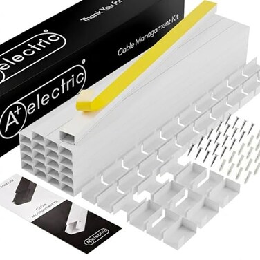 AELECTRIC A ELECTRIC Cord Cover Full Kit 26ft315in SelfAdhesive Cable Raceway 20 SnapOn Channels Wire Hider for TV HDMI Speaker Cables Includes Connectors Corners Paintable Cable Management White