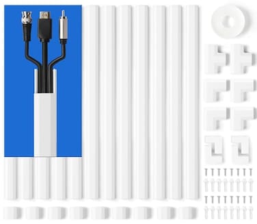 ZhiYo Wall Cable Hider Cord Hider to Hide 23 Cords TV Wire Hider for Wall 204in Cable Management Kit 12 x L17in Cable Raceway White Paintable Cable Concealer W098in x H05in