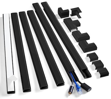 ZhiYo Cord Cover Wall Kit 945in Cord Hider Wall Mounted TV SelfAdhesive Wire Covers for Cords Paintable Wire Hiders Cable Raceway Kit Cable Concealer 6 x L157in W098 H05in Black