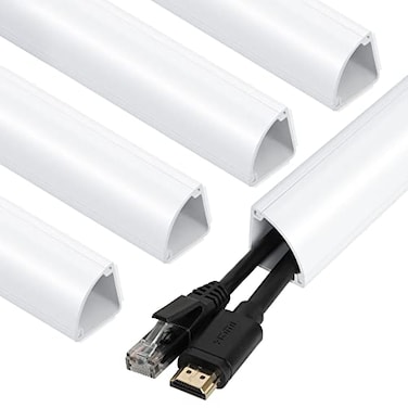 ZhiYo Corner Cable Concealer 85inch Cord Cover Large Capacity Corner Duct Paintable Cable Management Channel for Floor Baseboard Ceiling Wall 5 X L 17in