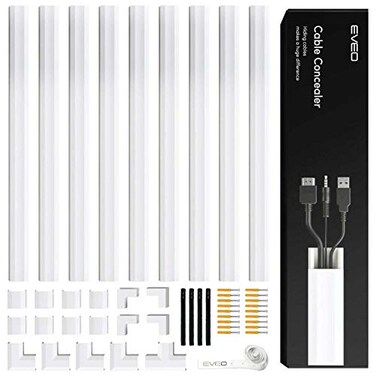 EVEO Cable Hider Wall 153 Wall Cord Hider Cable Concealer Wire Covers for Cords Wall Cable Hider and Cable Raceway for TV Cord Hider Wire Cover 10X L16 x W095 x H05 Medium White