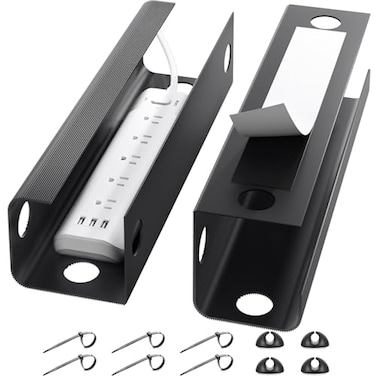 Yecaye 2 Pack Cable Management Under Desk 315 in Under Desk Cable Management TrayCord HiderCord Organizer No Screw Wire Management for Office and Home Black