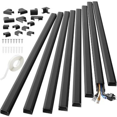 Yecaye 125in Cord Hider Large Cord Covers for Wires on Wall Cable Management Kit for Mount TVs Wire Hider Cable Concealer for Home Office W118in H06in Black