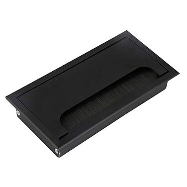 XMHF Aluminum Alloy Rectangle Wire Cable Grommet Hole Cover Cable Organizer for Office Desk Computer Desk Table 160 x 80mm Black