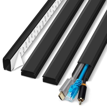 YCLYC Cable Cover 628in Black Cord Hider for TV Paintable Cord Cover Kit Hide Cords Cord Concealer Cable Channel 4xL157in W098in H05in