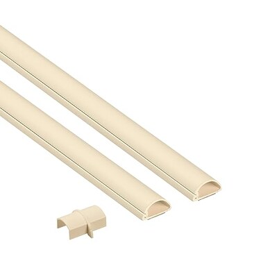 D-Line DLine 314in TV Cord Hider Patented Half Round Cable Cover Hide Wall Mount TV Wires Hinged OnePiece Cable Concealer Adhesive Decorative Raceway 2X 078in W x 039in H x 157in L Beige