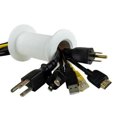 matterform Cable Pass Through Wall Port Fits Cable Sizes up to 3Prong Plug Compatible with 3 58 5 14 Wall Thickness Provides Solid Channel Through Wall White