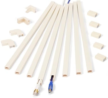 ZhiYo Cord Hider Wall for One Cord 136in Wire Covers Wall Easy Install Cable Cover Kit Cable Raceway Beige Wire Management Wall 8X L17in W06in H04in