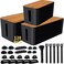 YUANYE Cable Management Box Cable Management Kit for Power Strip to Hide WiresCord Organizer BoxesSafe ABS Material Wire Organizer of Cable Clips Sleeve for Home Office3Pack128PCS Black
