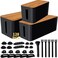 YUANYE Cable Management Box Cable Management Kit for Power Strip to Hide WiresCord Organizer BoxesSafe ABS Material Wire Organizer of Cable Clips Sleeve for Home Office3Pack128PCS Black
