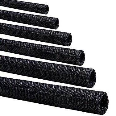 teziicus SplitSleeve Wire Loom for HighTemperature Automotive Harness and Home Cable Management 25ft 12 inch Braided Cable Management Sleeve Cord Protector SelfWrapping Split Wire Loom
