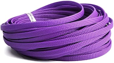 Hegebeck 32ft 14 PET Expandable Braided Sleeving Wire Loom Tubing Cable Sleeve for TV Computer Home Theater USB Cable Power Cord Audio Video Cable Prevent Pet from Chewing Cords Purple