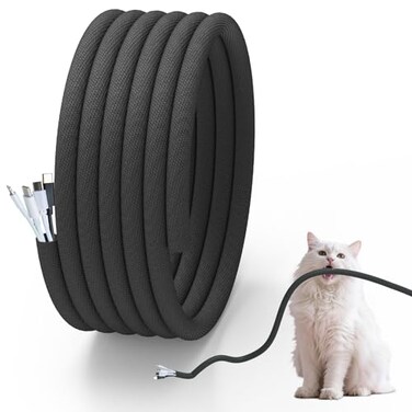 Cacovedo Cord Protector from Pets no Chew 20FT12inch Cord Managment Cable and Wire Protector from Rabbits Cats and Other Pets Black