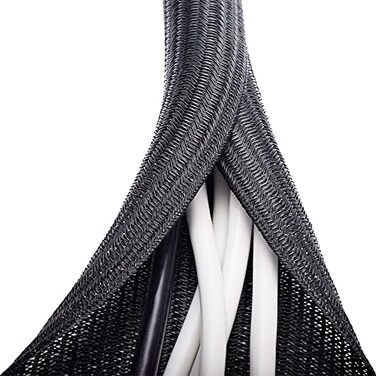 ZhiYo 66ft 12 inch Cable Sleeve Cord Wrap Wire Protector Tubing for Pets PC Cable Wrap Computer Cable Management Sleeve Black