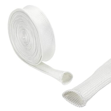 uxcell Insulation Braid Sleeving3mm012 Inch5m16 Feet High Temp Fiberglass Sleeve White