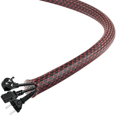 Aibole PET Expandable Braided Sleeving 25Ft38 inch Wire Loom Braided Cable Sleeve Wire WrapBlackRed