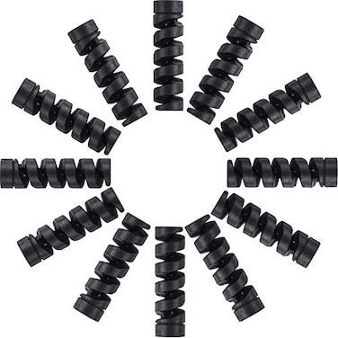 Jetec 24 Pcs Charger Cable ProtectorSilicone Flexible Cable SaverSpiral USB Mouse Wire Protector for Headphone Laptop Earphone Cell Phone Wrap Accessories Black