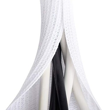 ZhiYo 20ft 12 inch White Cable Sleeve Cable Organizer for Desk PC TV Computer Wire Protector Cable Wrap Cover Cord Management for Home Office
