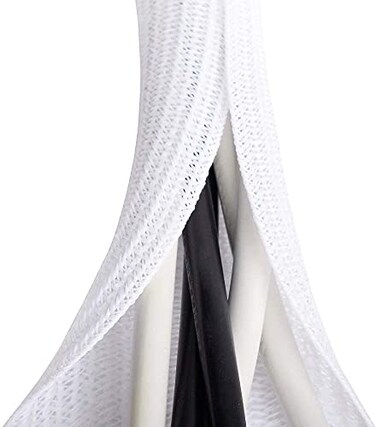 ZhiYo 66ft 1 inch White Cable Sleeve Cable Organizer for Desk PC TV Computer Wire Protector Cable Wrap Cover Cord Management for Home Office