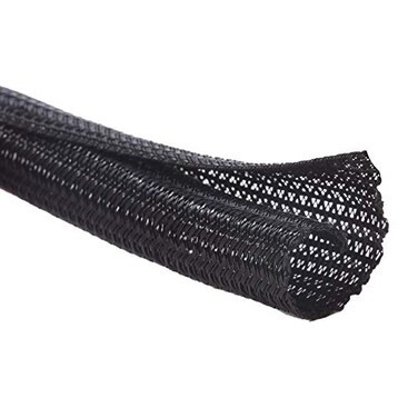 Alex Tech 25ft 18 inch Cord Protector Wire Loom Tubing Cable Sleeve Split Sleeving For USB Cable Power Cord Audio Video Cable Protect Cat From Chewing Cords Black