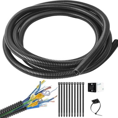 ALLWIN 12 Inch Wire Loom Split Tubing 10 ft Cord Protector Electric Wires Covers Automotive Wire Flexible Conduit Plastic Wire Cover with Cable Zip Tie