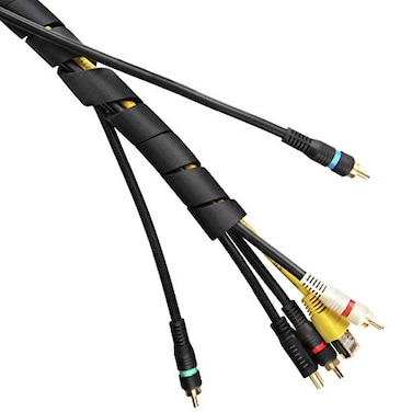 UT Wire Cable Slinky Flexible Spiral Cable Wrap for SitStand Desks Super Soft Stretchable Foam Wire Organizer VOCFree LeadFree Easy Breakout Design 10 FT 52 FT Strips Black