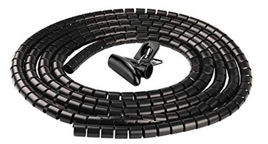 Chengsi Cable Sleeve Organizer 10FT Coiled Tube Sleeve Cable Management Sleeve for Home Office PC TV Black