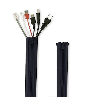 StangH Computer Cord Management Sleeve System Adjustable Cord Sleeves Wire Cover Concealer Wrap with Zipper Durable Tidy Cord Keeper for TVOffice TheaterHome Entertainment Black39 Inch Long 2 Pcs