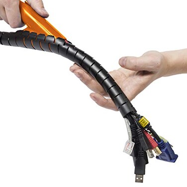 D-Line DLine Cable Zipper Cord Tube Organizer with Zip Tool Cable Management Sleeve Cover for Long Wire Runs 1 Inch Diameter 82 FT Black