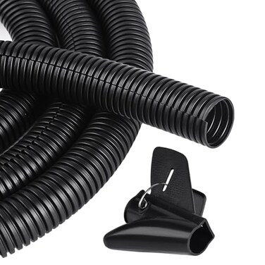 CrocSee 10ft 1 inch Flame Retardant Split Wire Loom Tubing with Installation Tool Flexible Wire Covers Cord Protectors Black