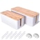 Naeety 2 Pack Large Cable Management Box Wooden Style Cord Organizer and Cover for TV Wires Computer Router USB Hub and Under Desk Power Strip Safe ABS Material and BabyPets Proof Lock White