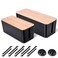 Naeety 2 Pack Large Cable Management Box Wooden Style Cord Organizer Box and Cover for TV Wires Computer Router USB Hub and Under Desk Power Strip Safe ABS Material and BabyPets Proof Lock Black