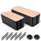 Naeety 2 Pack Large Cable Management Box Wooden Style Cord Organizer Box and Cover for TV Wires Computer Router USB Hub and Under Desk Power Strip Safe ABS Material and BabyPets Proof Lock Black