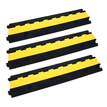 YELACK Cable Ramp Cable Protector Ramps Wire Hose Protective 2 Channel Traffic Rubber Plastic Cord Cover Speed Bump for Asphalt Concrete Gravel Driveway Outdoor 3 Pack