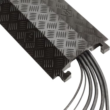 Checkers 1 Channel 3 Long Light Duty Drive Over Cable Protector for Multiple 1 Lines Floor Cable Cover for Walkways and Driveways Made in The USA from Durable Polyurethane Black FL1X4B