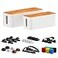 CABLE GARDEN Cable Management Box 2 Pack with 16 Cable Clips SetLarge Medium Small Wooden Style Cable Organizer Box to Hide WiresPower Strips Cord Organizer Box Cable Organizer for Home Office White