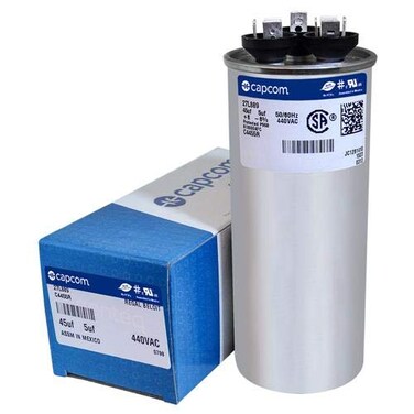 Genteq GE 27L889 97F9851 45 5 uf MFD 440 Volt VAC Replacement Round Dual Run Capacitor