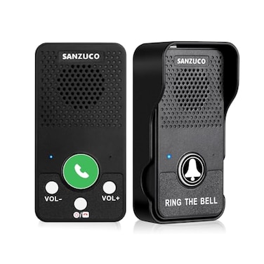 SANZUCO Doorbells Hands Free Wireless Doorbell Intercom Upgrade Waterproof Full Duplex Door Bell 1000 Feet Two Way Communication with 4 Chimes 8 Level Volume LED Flash Black