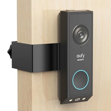 PEF AntiTheft Door Mount for Eufy E340 NoDrill Adjustable Mounting Bracket with Eufy Doorbell E340 Not Blocking Doorbell Sensor Apartment Door Bell Kits for Renters Black