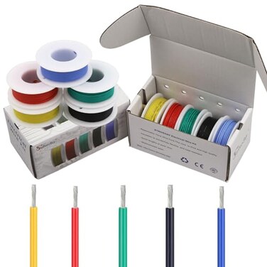 Striveday 28AWG Flexible Silicone Hook Up Wire 28 Gauge Tinned Copper Stranded Cable 600V High Temp Resistant DIY Electronics Robotics LED Projects Box1