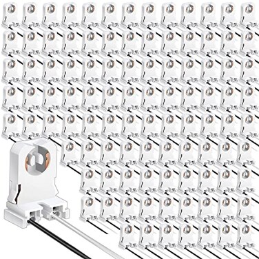 Zhengmy 100 Pack Non Shunted T8 Lamp Holder with Wires Turn Type T8 Lamp Socket PC Lamp Tombstone for LED Fluorescent Tube Replacements