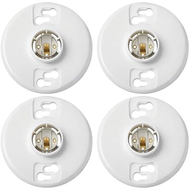 Saysurey 4 Pcs E26 Medium Base Ceiling Lamp Holder Keyless Light Sockets White Bulb Socket Incandescent Fluorescent CFL Lamp Holder 660w 250v Phenolic Resin