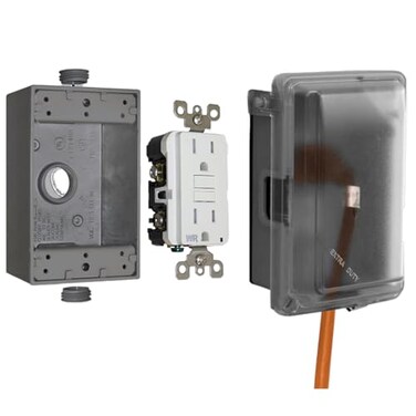 SIGMA ENGINEERED SOLUTIONS 16801 NonMetallic Weatherproof Outdoor Electrical Outlet Kit w Extra Duty Cover Box and 15 Amp GFCI Receptacle INUSE ClearGray 1 Gang Lockable with Patented Hinge