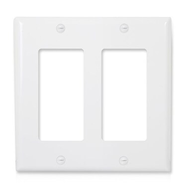 Maxxima 10 Pack 2 Gang Decorative Outlet Wall Plate White Standard Size Cover Ideal for Light Switch Outlets Timers or Dimmers 10 Pack