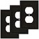 Henne Bery Modern Edge Decorative Wall Plate Switch Plate Outlet Cover Durable Solid Zinc Alloy Single Duplex 3PK Matte Black