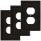 Henne Bery Modern Edge Decorative Wall Plate Switch Plate Outlet Cover Durable Solid Zinc Alloy Single Duplex 3PK Matte Black