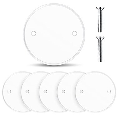 Shimeyao 6 Pack Ceiling Round Cover Plate 20 Pcs M35 Screws 43 Junction Box Covers Holes Spaced 27 White Round Blank Covers Flat Electrical Cover for Fan Ceiling Light Junction Box Switch