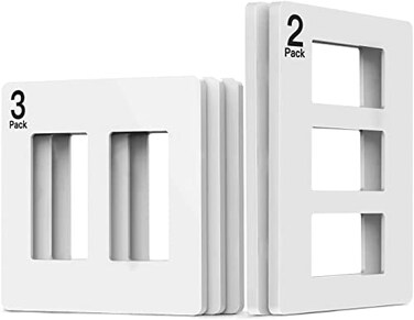 TREATLIFE Screwless Decorator Wall Plates Standard Size 2Gang3Gang Light Switch Plate Outlet Covers White 5 Pack 2Gang 3 Pack 3Gang 2 Pack